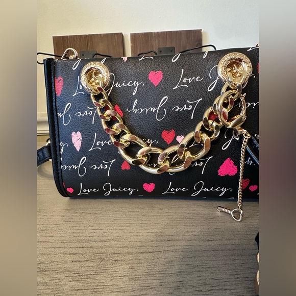 🎉HP🎉Juicy Couture Black w/pink, white & Black Shoulder Bag or Mini Tote - Picture 12 of 13